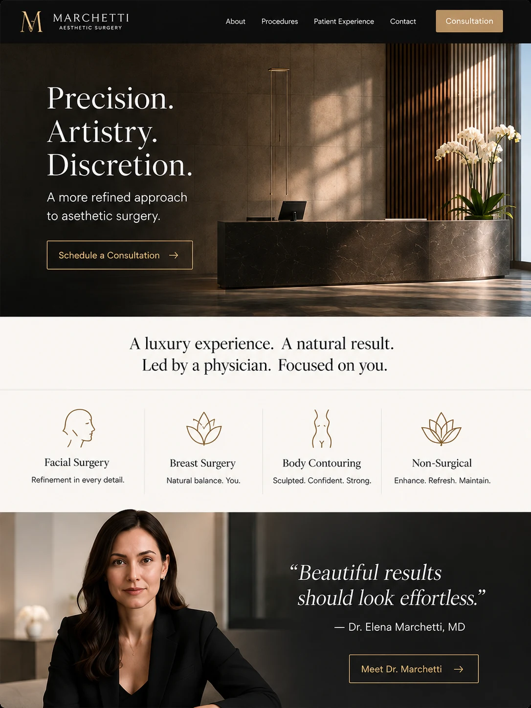 Marchetti Aesthetic Surgery · Full brand + website